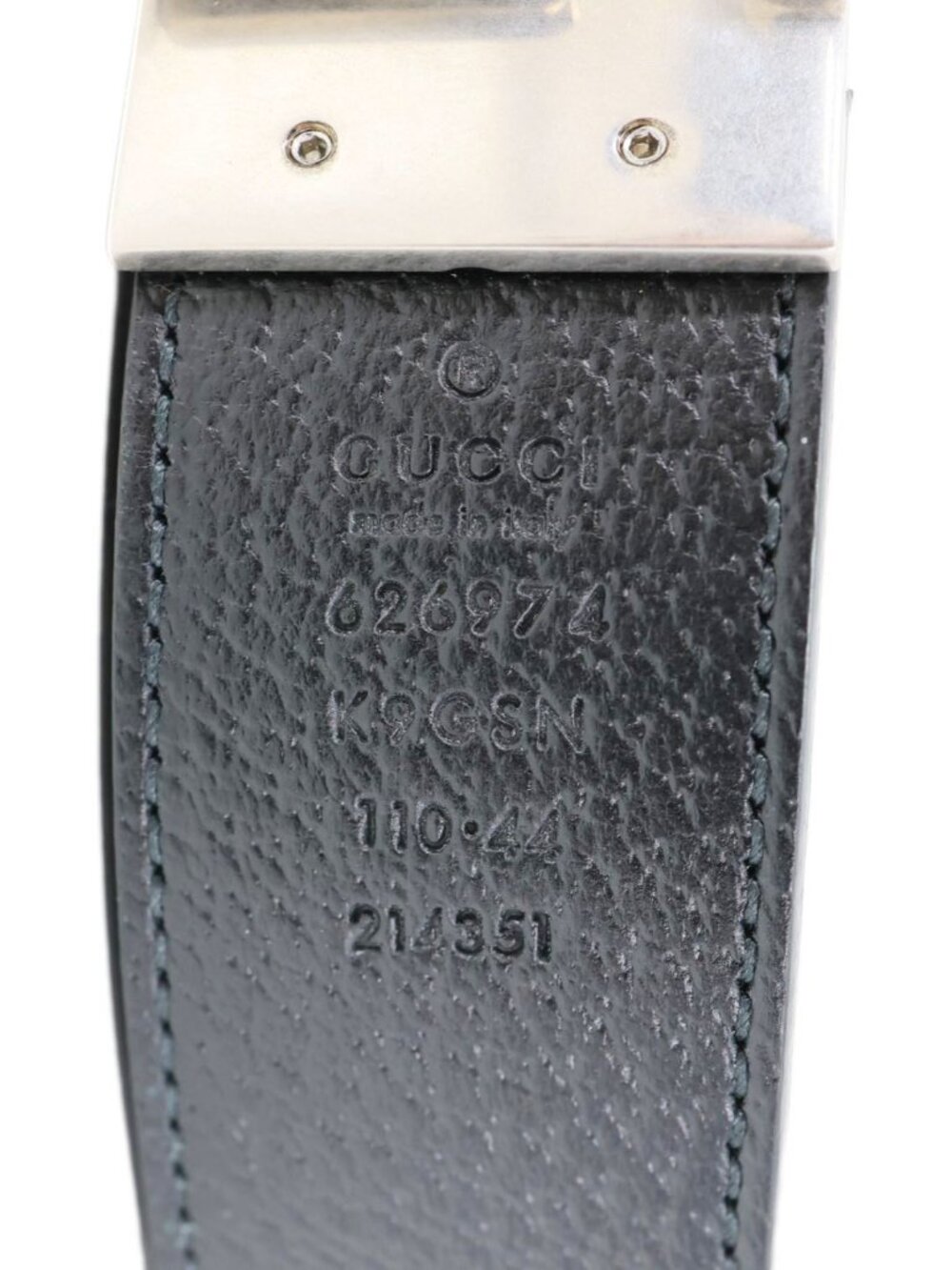 Gucci  Square G Buckle Leather Reversible Belt Black 626974 Size 110/44 - Picture 7 of 7